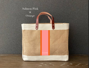 Vertical Stripes on Jute Shopping Tote