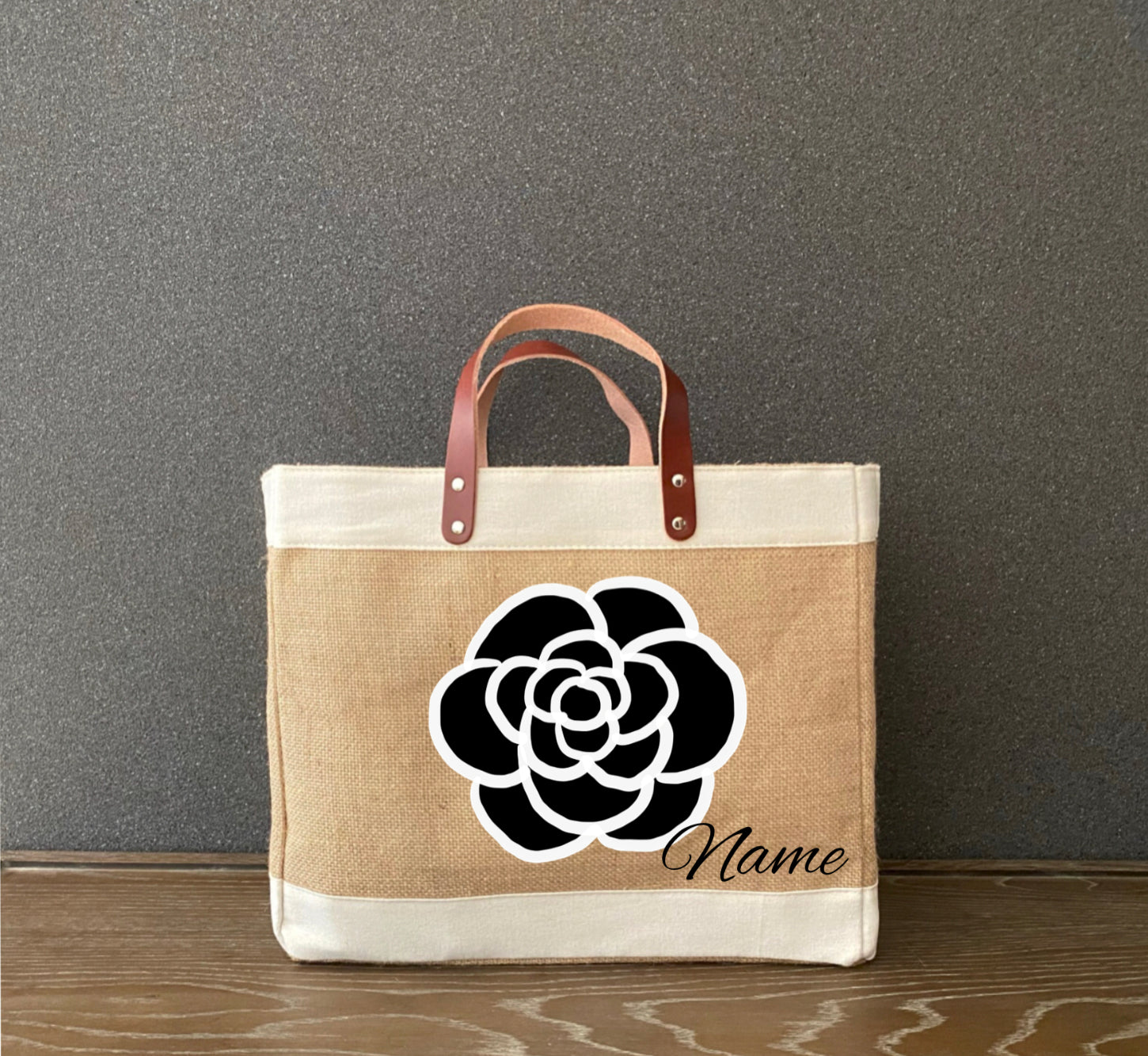 Blooming Camellia on Jute