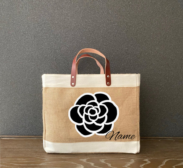 Blooming Camellia on Jute