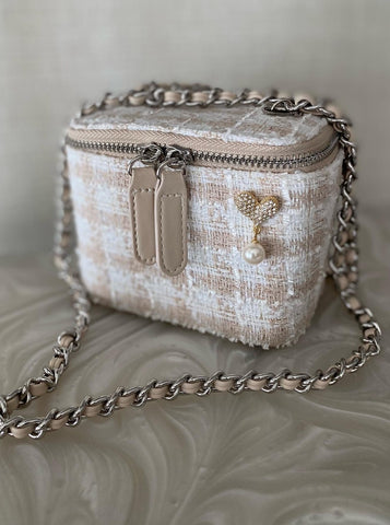 Mini Light Beige Tweed Crossbody