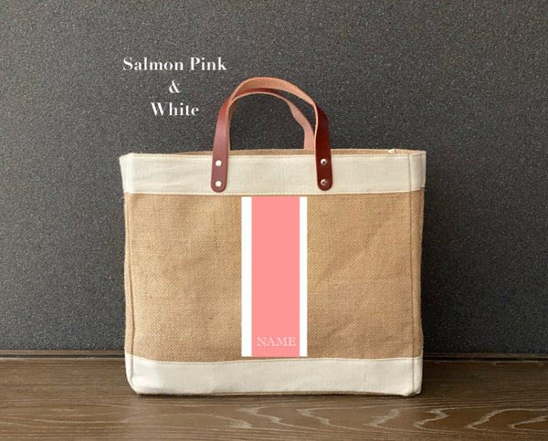 Vertical Stripes on Jute Shopping Tote