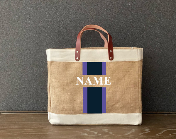 Racing Stripes  Jute Shopping Tote