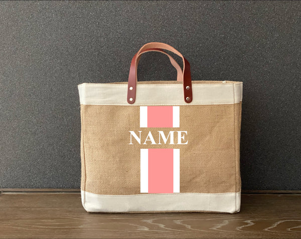 Racing Stripes  Jute Shopping Tote