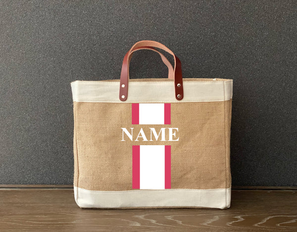 Racing Stripes  Jute Shopping Tote