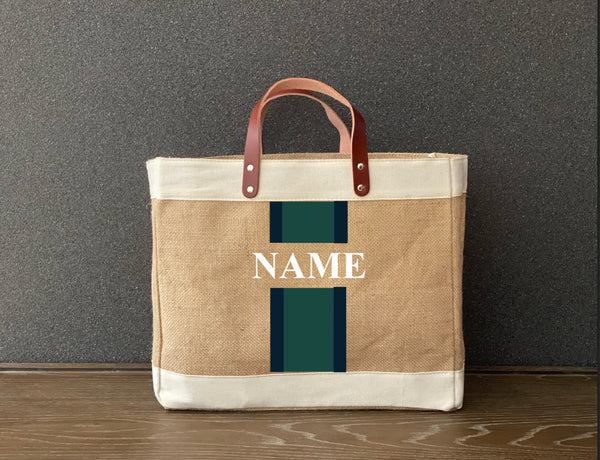 Racing Stripes  Jute Shopping Tote